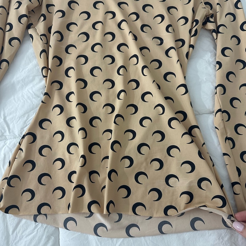 Marine Serre Tan Long Sleeve Top with Black Crescent Pattern - Picture 8 of 16
